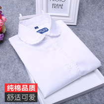 Childrens white shirt Girls  white shirt Spring and autumn and summer long-sleeved cotton primary and secondary school students school uniform performance suit