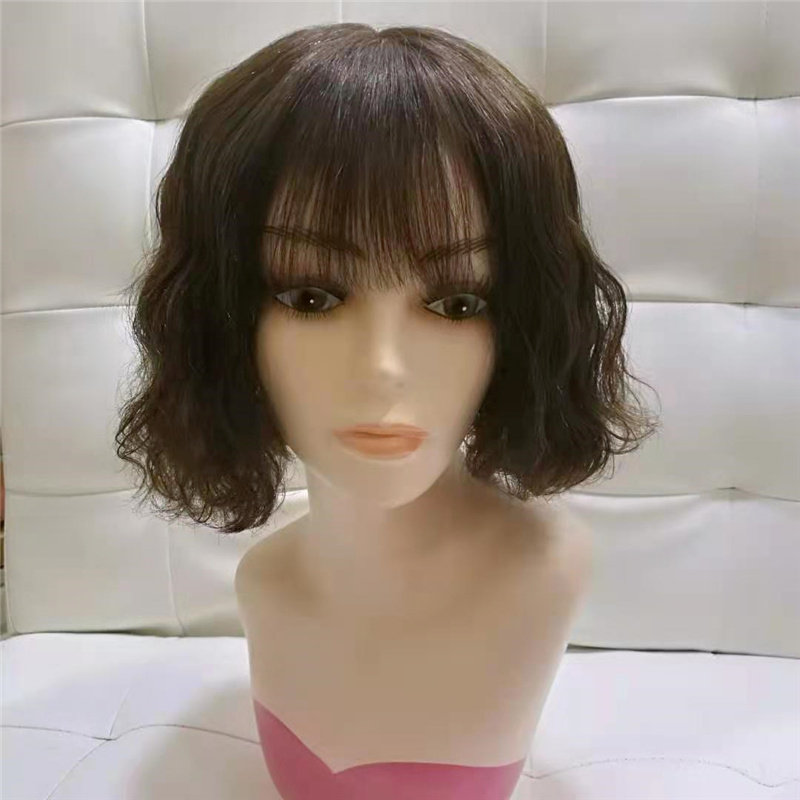 Wig Lady Short Hair Real Hair Wig set Old lady Real Hair Silk Mother with all headgear hair true nature