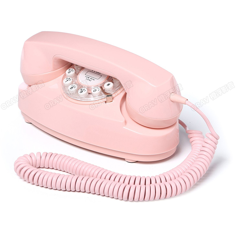 American Crossley CR59 Button Dial Design Retro Cute Pink Princess Phone With Rope Base