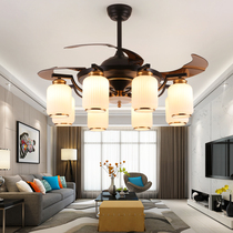 American fan lamp dining room living room invisible ceiling fan lamp bedroom fan chandelier retro Nordic household electric fan with lamp