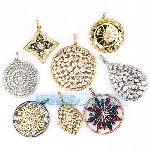 Медная подвеска, L66, европейский стиль, микроинкрустация, четырехлистный клевер