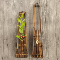 Zizhu flower arranging custom trumpet bamboo row flower insertion hand-made antique Japanese wall decoration hanging flower