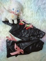 Imitation doll autumn winter cotton jacket leather pants set fits 48-50