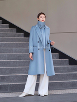 deebydwang winter new water ripple two-piece suit suit coat coat Australian Mao temperament haze Blue