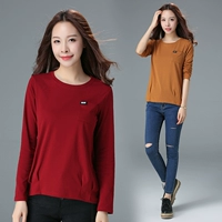 Mùa xuân và mùa thu áo thun dài tay bên ngoài mặc áo sơ mi cotton đáy nhỏ áo sơ mi nữ trung niên 30-40 tuổi áo mẹ áo lẻ trung niên