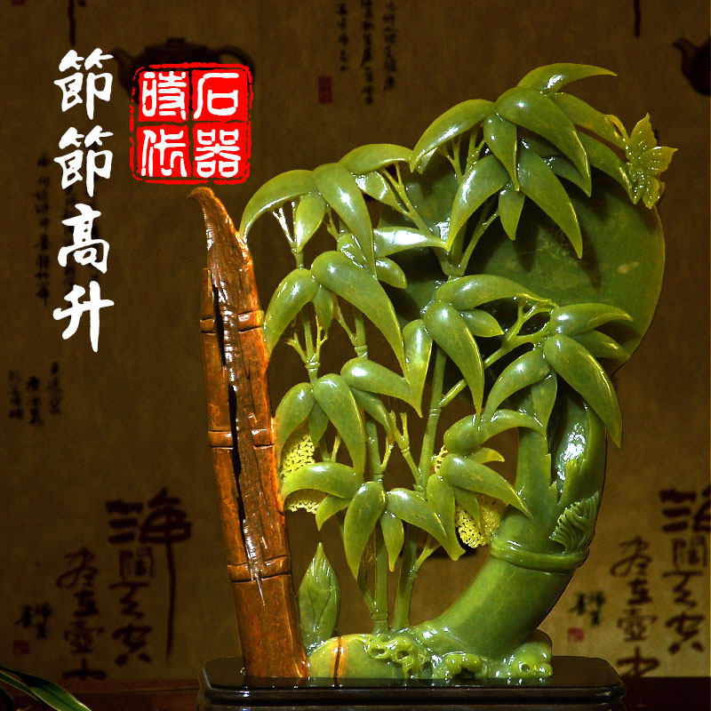 Natural jade high bamboo ornaments home living room porch wine cabinet lucky office decoration craft gifts