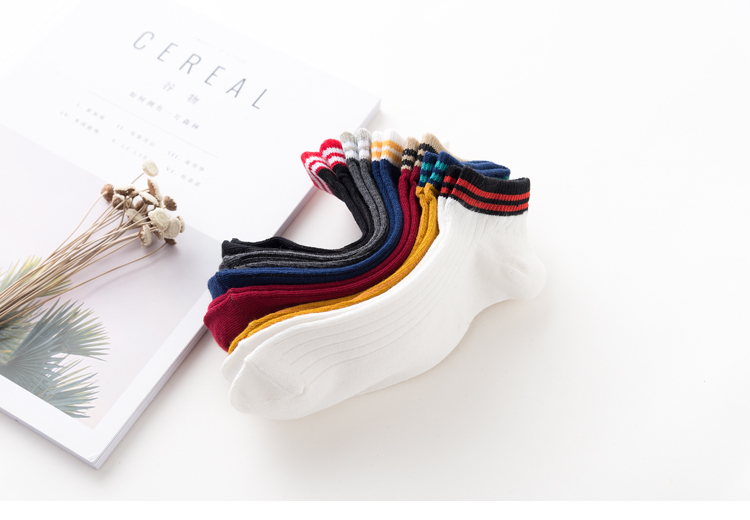 Vớ nữ phiên bản Hàn Quốc của ulzzang gió đại học Nhật Bản sọc cotton sinh viên thoáng khí mùa hè vớ nữ mỏng phần vớ thuyền - Vớ sợi tre bít tất