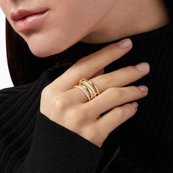 European and american fashion s925 sterling silver four-ring interlocking ring