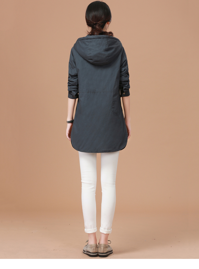 Han Chao nhấn người mùa đông mặc quần áo cotton trùm đầu giản dị nữ 2019 mới áo khoác cotton rộng dài áo khoác bông dày - Bông áo phao nữ cổ lông