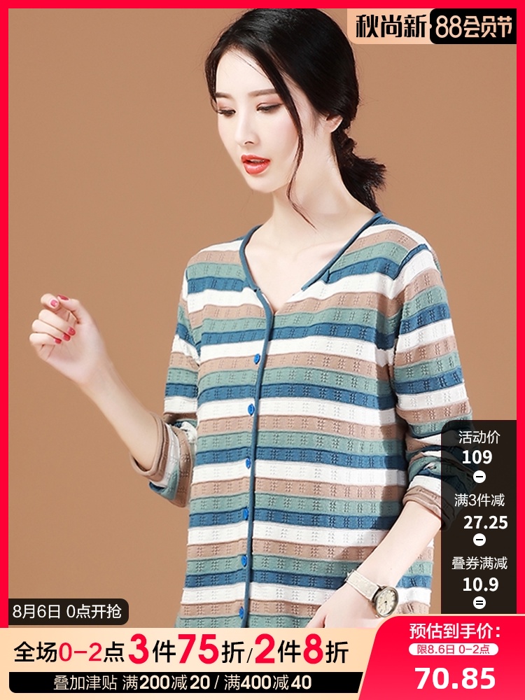 Han Chao hit jacquard striped sweater cardigan 2020 autumn new loose retro literary sweater jacket