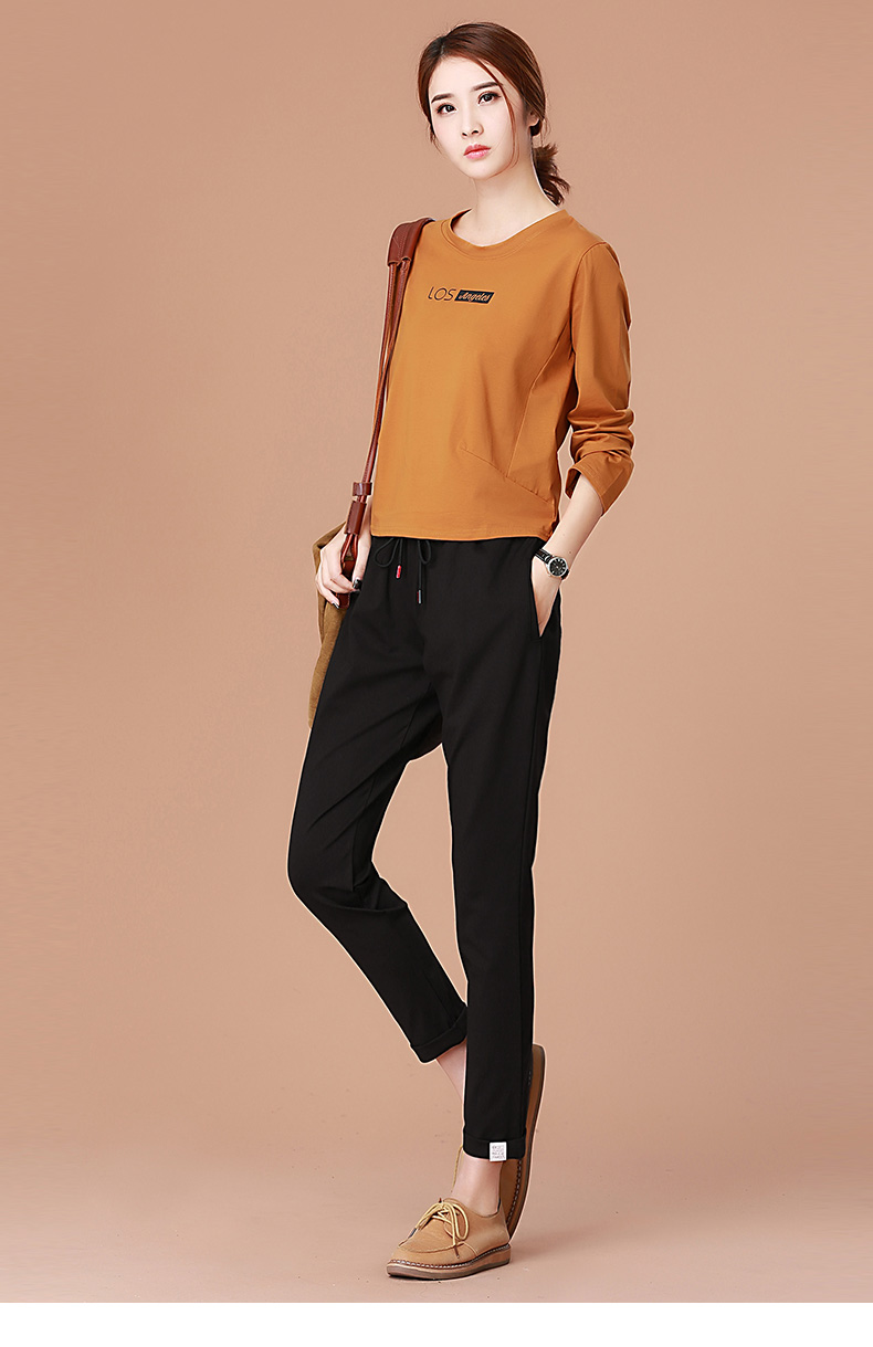 Han Chao tấn công quần thể thao màu đen nữ 2019 mùa thu mới Hàn Quốc quần âu rộng quần harem chín quần - Quần Harem quần jean ống rộng nữ