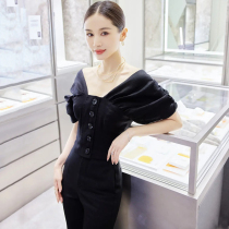 Prince Moon The same clothes shirt sweet and cool black short and dont make blouses womens summer design small crowdpants