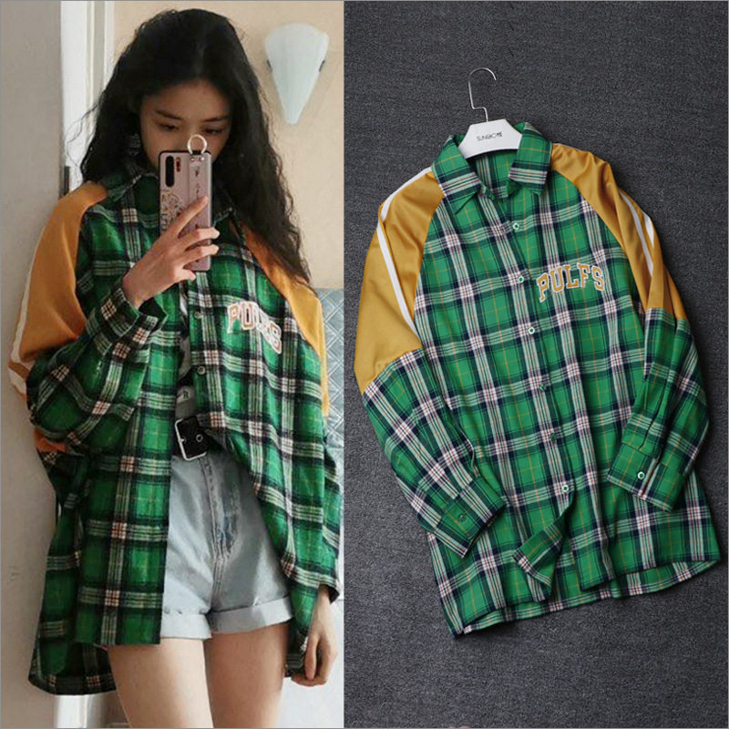 2021 Early spring stars Ouyang Nana with the same high-quality plaid shirt female design with a little crowdsourced retro taste