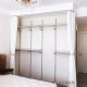 Customized metal cloakroom black and white round tube support wall wardrobe open wardrobe rack side hanging rod aa column