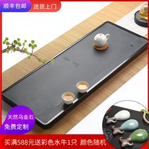 Natural whole black gold stone tea tray Household simple creative tea set Kung Fu stone tea table can drain customized stone