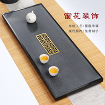 Natural stone whole black gold stone tea tray Household small large simple stone drainage volcanic rock tea table tea tray