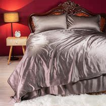 Heavy Silk four piece set 100% Mulberry Silk solid color high end custom pillowcase quilt cover bed sheet bed hat kit