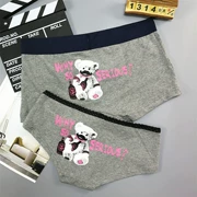 Cặp đôi đồ lót cotton màu xám gấu nam boxer nữ tam giác dễ thương cá tính sáng tạo bộ đồ lót gợi cảm