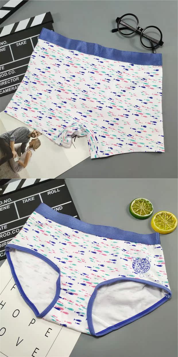 Cá nhỏ cặp vợ chồng đồ lót mùa hè mỏng phần đồ lót cotton nam và nữ eo cá tính thoáng khí cá tính quan lot nam nu dep