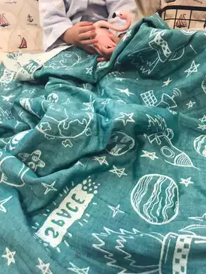 MMKIDS Japanese double-layer space travel gauze towel quilted cotton summer air-conditioning blanket summer cool quilt thin cover blanket