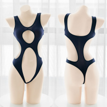 Sexy ultra-thin high-bounced one-piece clothes hollowed-out underwear open chest open gear T pants Tiny pants vest clairvoyant