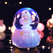 JE ROU Christmas cute angel gift snow Music Box Castle little Princess Crystal Ball Music Box children