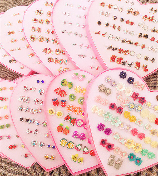 Plastic Hypoallergenic Earrings Female Temperament Korean Personality Simple Versatile Mini Student Small Rhinestone Earrings Boxed