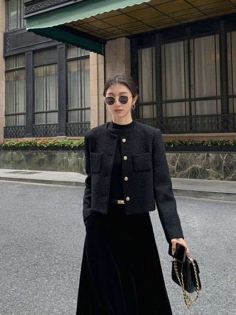 MULVAN French tweed small fragrant coat women's autumn and winter short round neck high-end temperament top