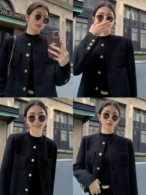 MULVAN French tweed small fragrant coat women's autumn and winter short round neck high-end temperament top