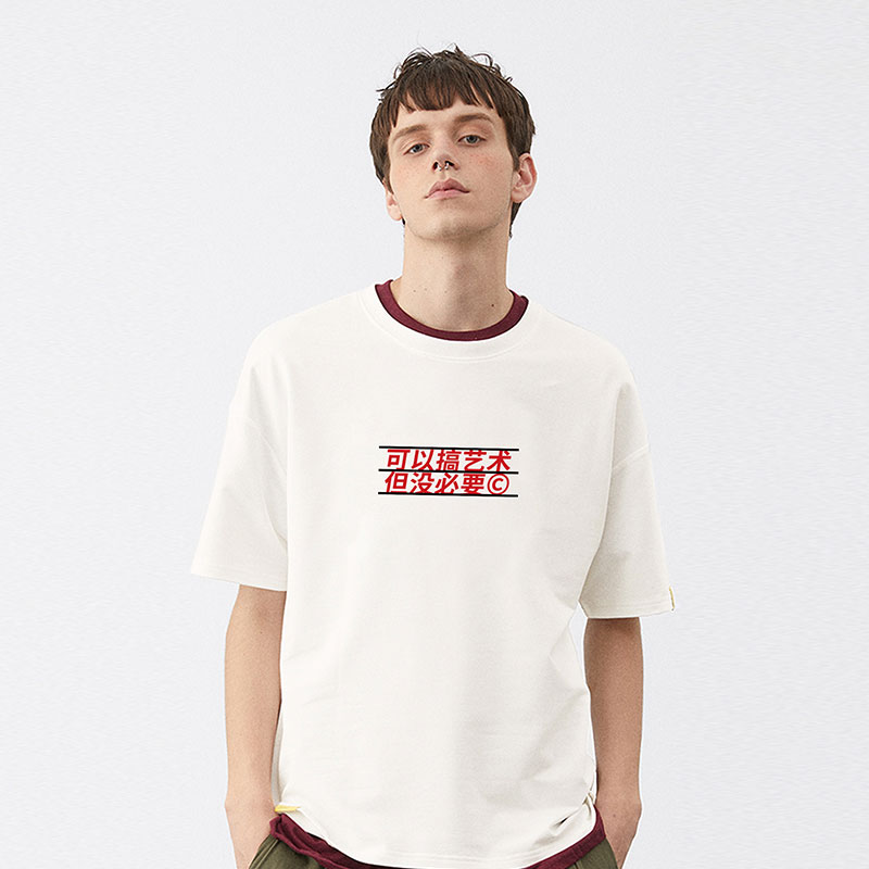 The rock project can be art, but there is no need to print vintage short-sleeved national tide couple dress women's half-sleeved