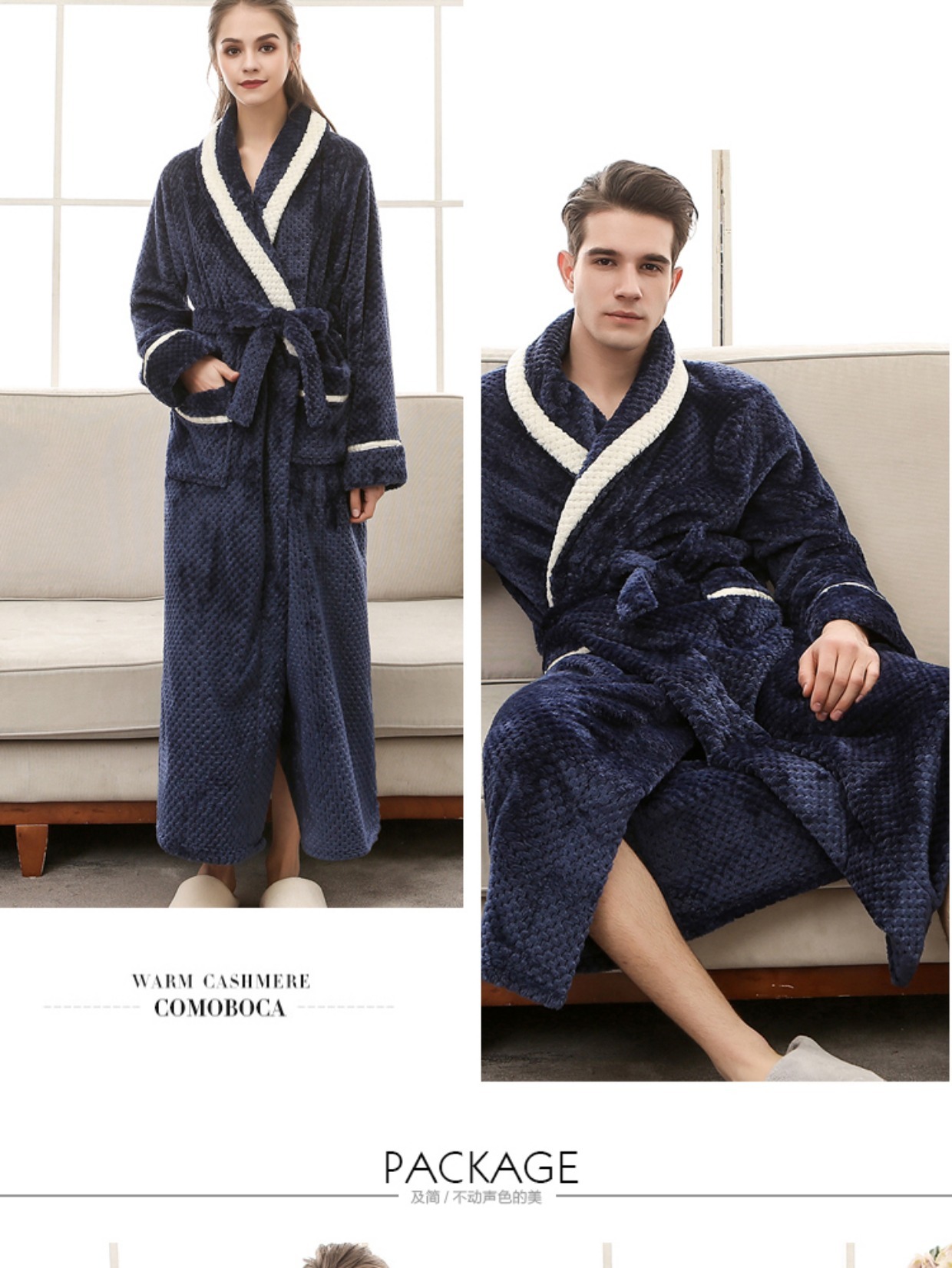 Mùa thu và mùa đông dày đôi tình nhân áo choàng nam XL áo choàng tắm flannel phụ nữ cộng với đồ ngủ dài beibei áo choàng đôi