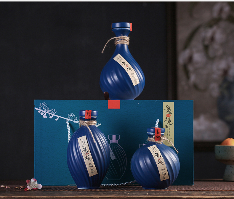 Jingdezhen ceramic bottle furnishing articles creative home empty wine bottle custom liquor bottle sealed jar 1 catty 3 5 kg