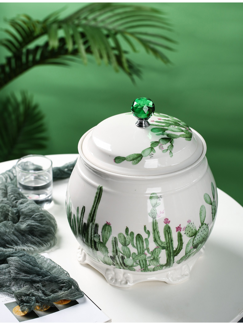 Jingdezhen ceramic barrel household northern wind meter box ricer box insect - resistant flour storage tanks seal 15 kg