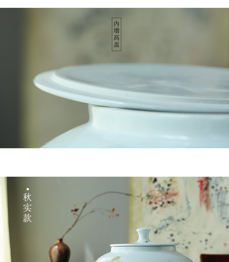 Hand - made jingdezhen ceramic barrel ricer 40 kg box pack household moistureproof cylinder cylinder tank storage rice jar with cover