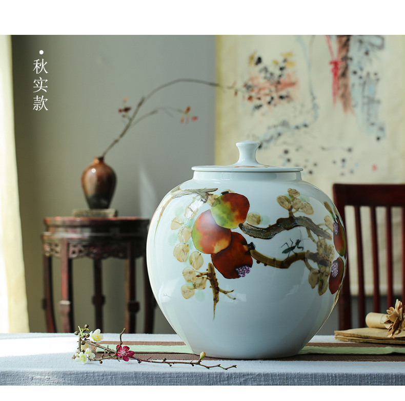 Hand - made jingdezhen ceramic barrel ricer 40 kg box pack household moistureproof cylinder cylinder tank storage rice jar with cover