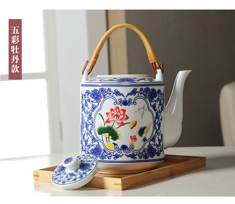 Jingdezhen porcelain ceramic teapot high - capacity cool large blue and white porcelain kettle cold girder teapot household kettle