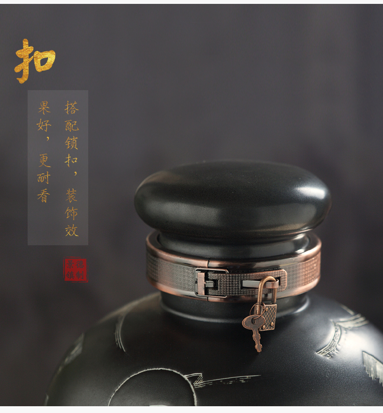 Ceramic household mercifully it seal wine wine jar archaize 30 10 jins 50 kg of jingdezhen hidden pot liquor altar