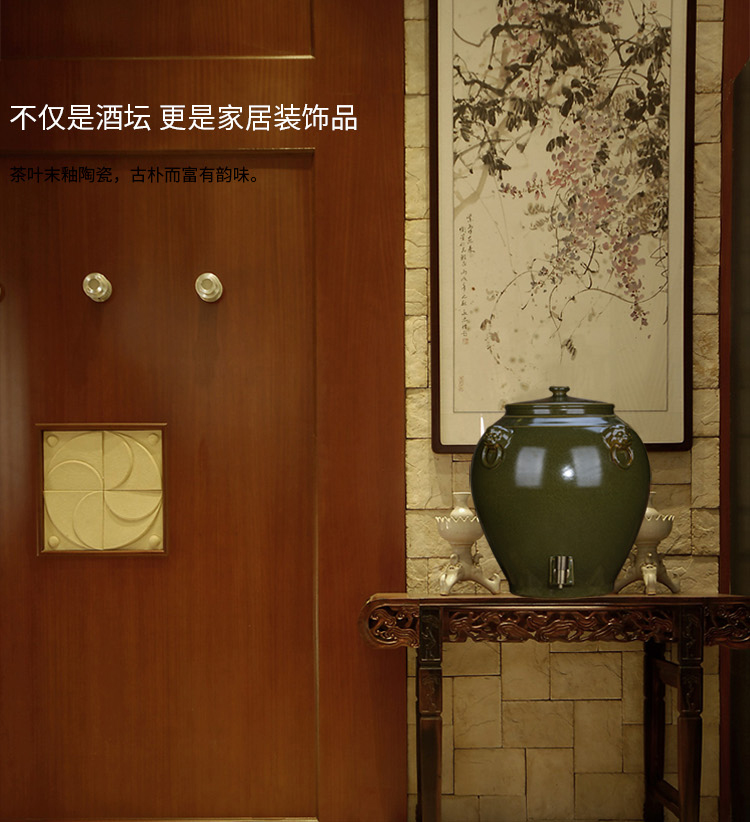 Jingdezhen ceramic jar 20/50/100 jins cylinder tank altar wine mercifully wine barrel with the tap