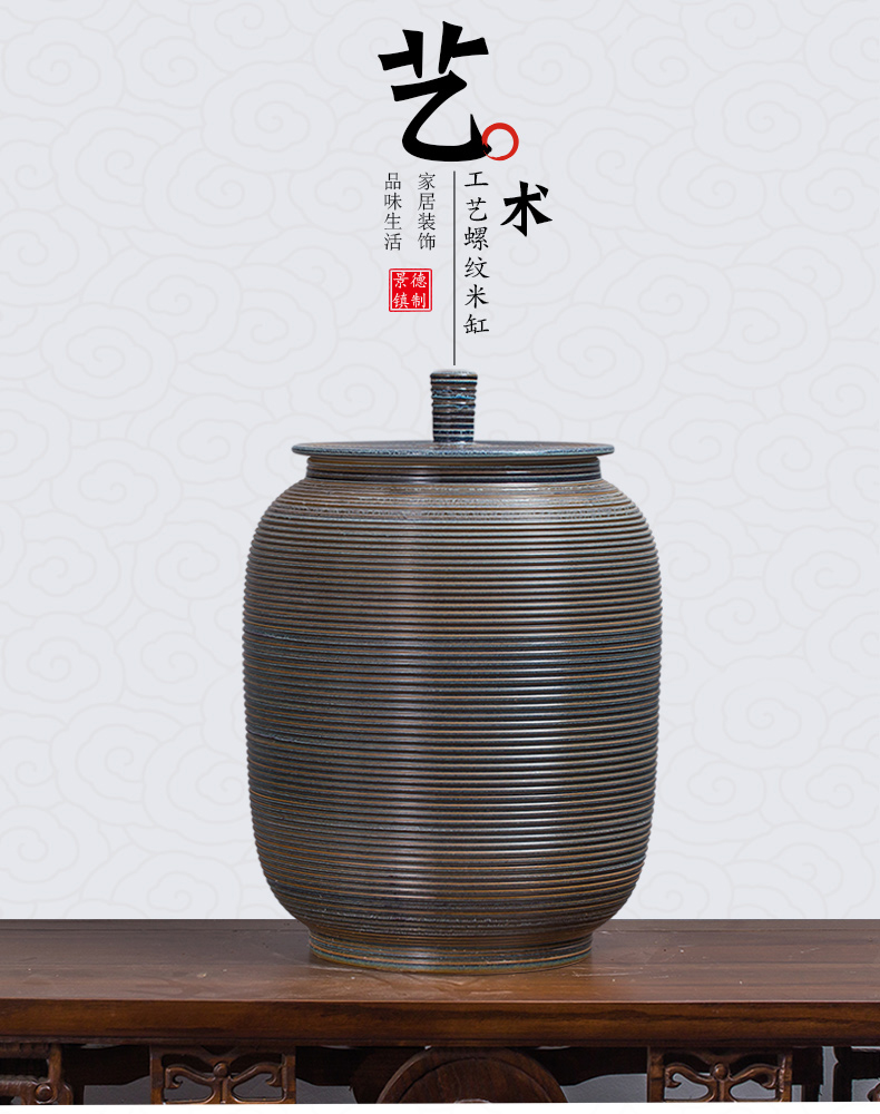 Ceramic barrel ricer 30 kg to 15 kg box with cover art tank barrel can save m barrels of jingdezhen tea urn