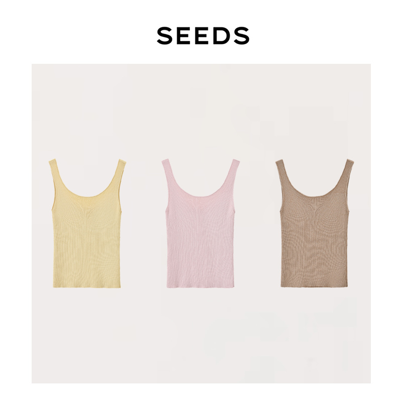 【Golden Moment】Seeds Reversible Triacetate X Tencel X Gold and Silver Thread Bc Style Ribbed Knit Vest