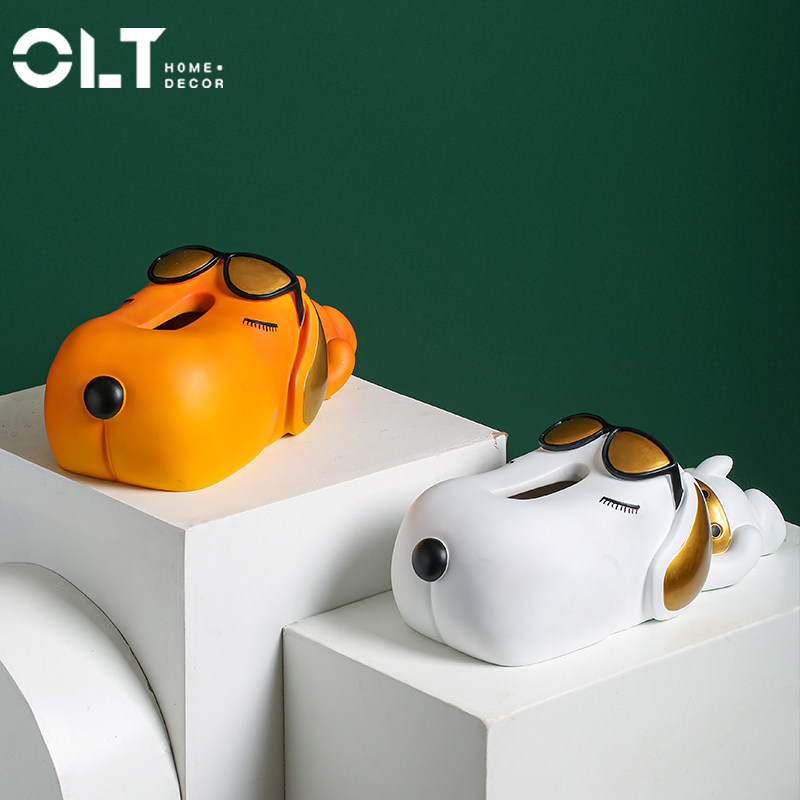 Creative simple orange tissue box Nordic light luxury living room coffee table draw paper box home storage decoration ornaments