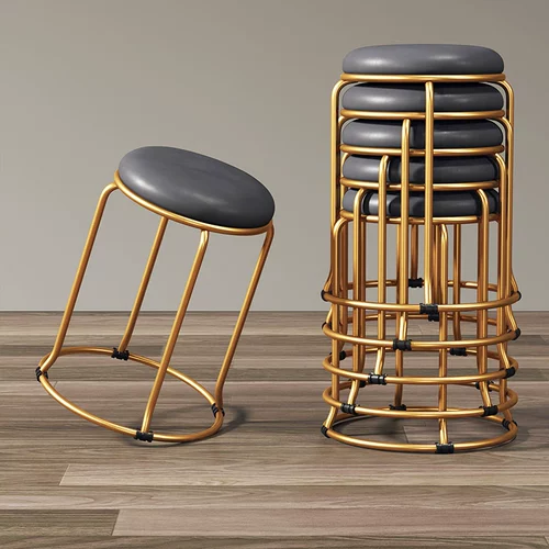 Nordic Light Luxury маленький круглый стул домашний обеденный стол и стул Современный минималистский складной складной круглый табурет -табурет красавица стул красавица