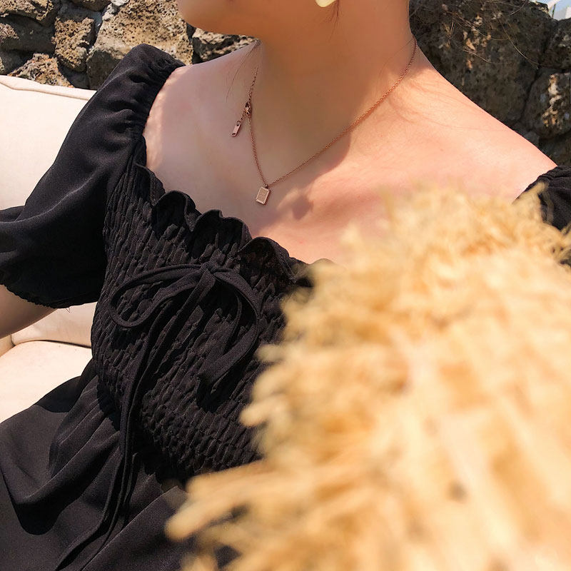 Meet home plus size women's clothing 2023 slightly fat mm new Hepburn style little black dress slim waist retro dress summer