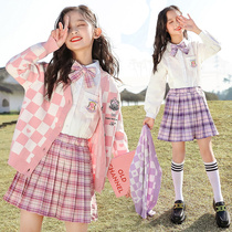 Girls Spring Dress Dress 2022 New Childrens Spring and Autumn Gas Yellow Girl JK Dress Three Waves