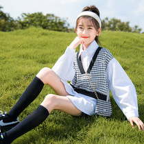 Girls Spring and Autumn Sweater Breath Two Ocean Gases 2022 middle childhood 12 - year - old long sleeve vest shirt tide