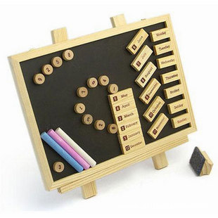 Iron Steps Decorate Calendar Magnetic Blackboard Writing board Wooden message board Textbook Textbook Wipe Chalk