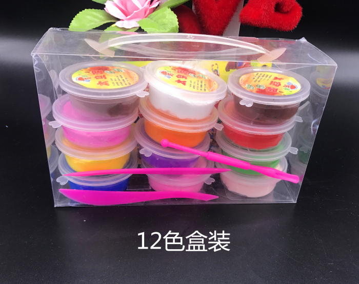 幼儿园手工制作黏土超轻黏土太空泥超轻泥学习文具24 12色配工具