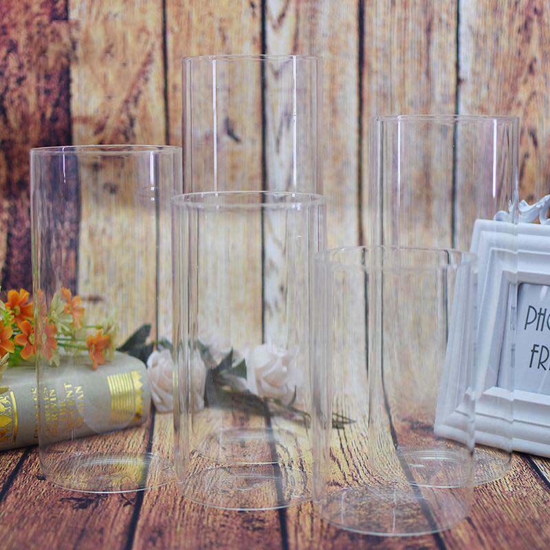 Led electronic candle light glass cover thickened multi-layer bottom cover cylindrical round mouth straight candle cup wedding decoration