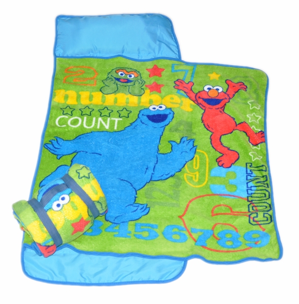 Coral - fluff peach - plush cartoon children portable sleeping bag nap pad Sesame Street