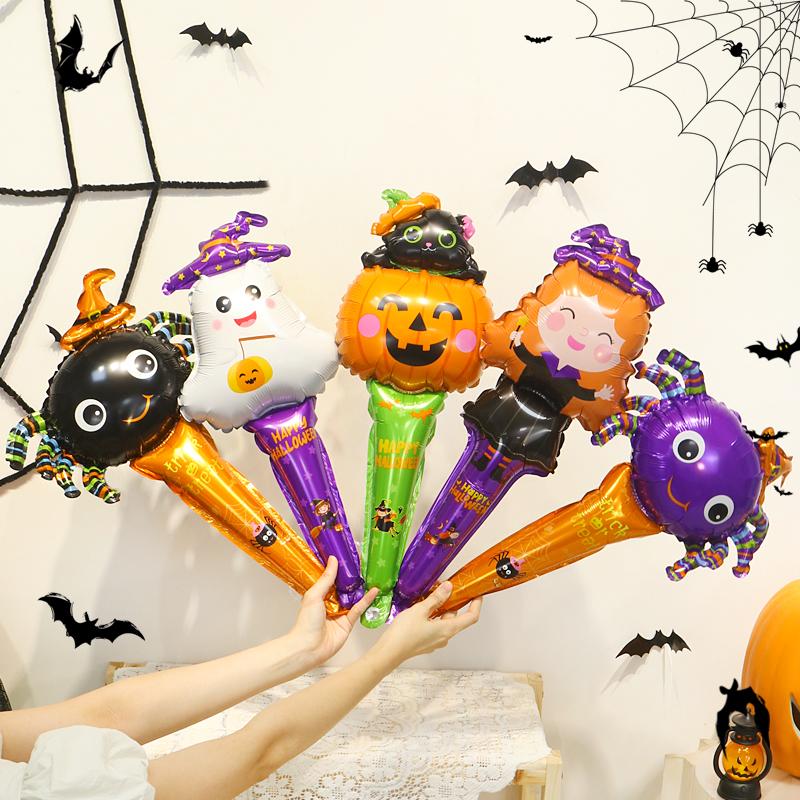 Halloween-themed handheld sticks, balloons, and inflatable sticks for decorating shops, kindergartens, bars, haunted houses, and taking photos.